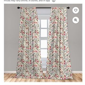 Ambesonne Floral Window Curtain 2 panels. 56x63. NWT